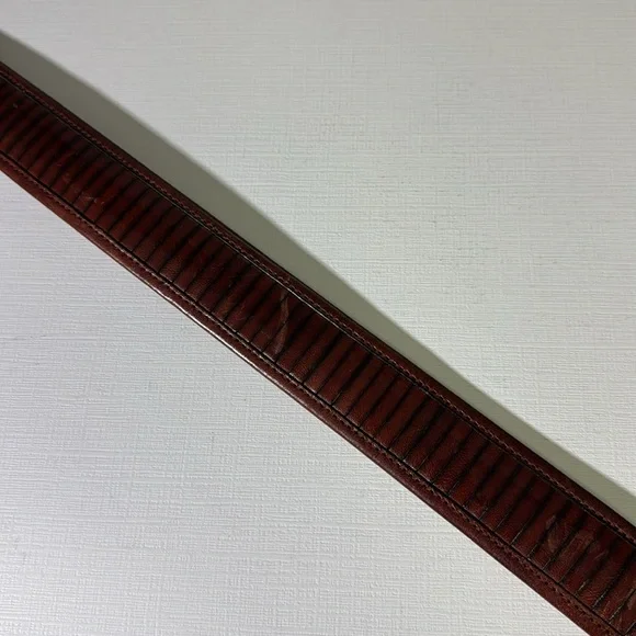 Mezlan mens 44 brown leather metal tipped luxury belt made in Spain EUC